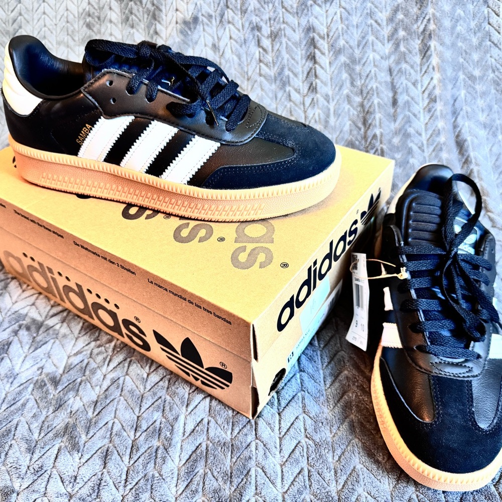 Adidas Samba XLG Black and White Sneakers with Gum Sole